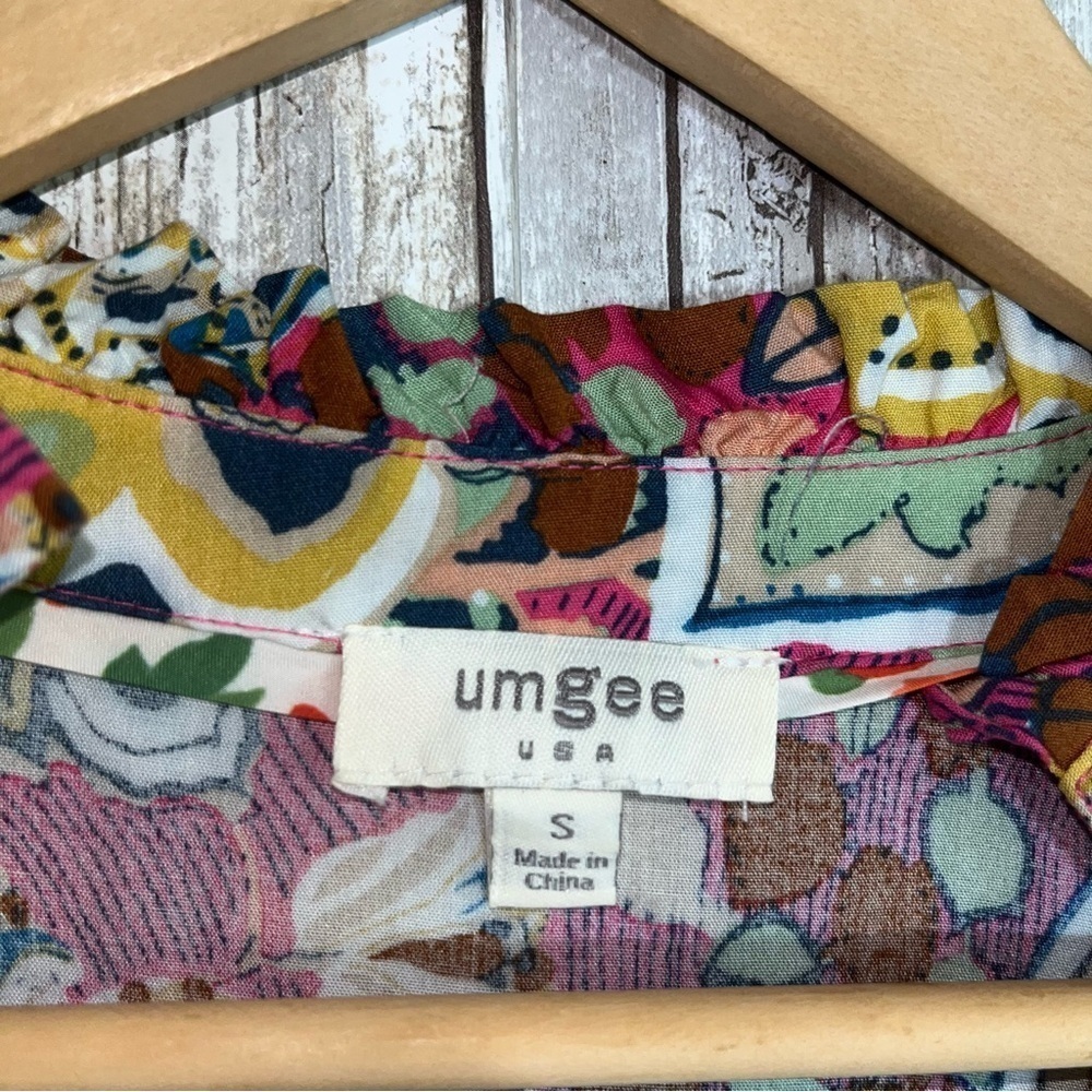 Umgee Alessia Mixed Print Puff Sleeve Blouse - Picture 8 of 8